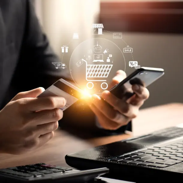 Customer completing a purchase on mobile commerce