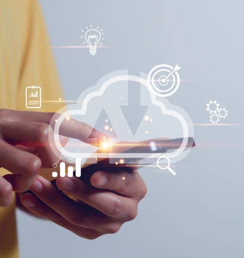 Consultant working with Salesforce Marketing Cloud on a mobile device