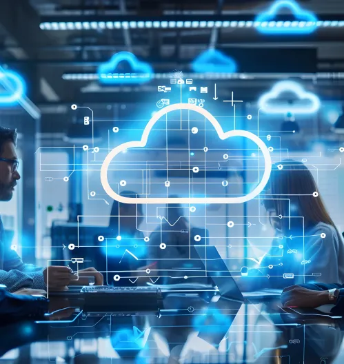 Digital document and data icons representing platform expertise